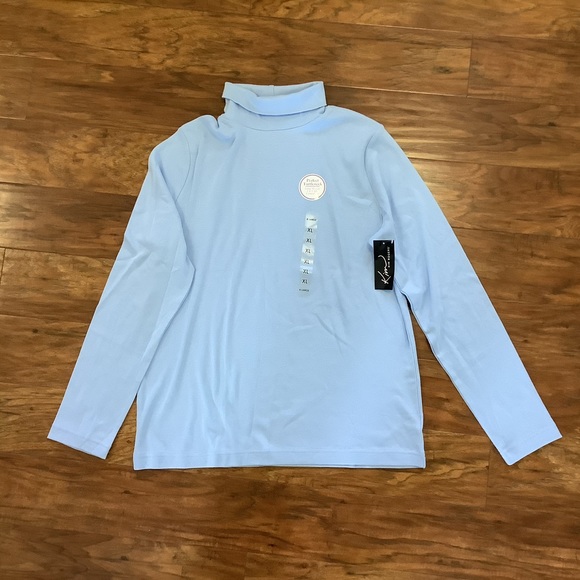 Kim Rogers Tops - Kim Rogers XL Light Blue Turtleneck Tee NWT
